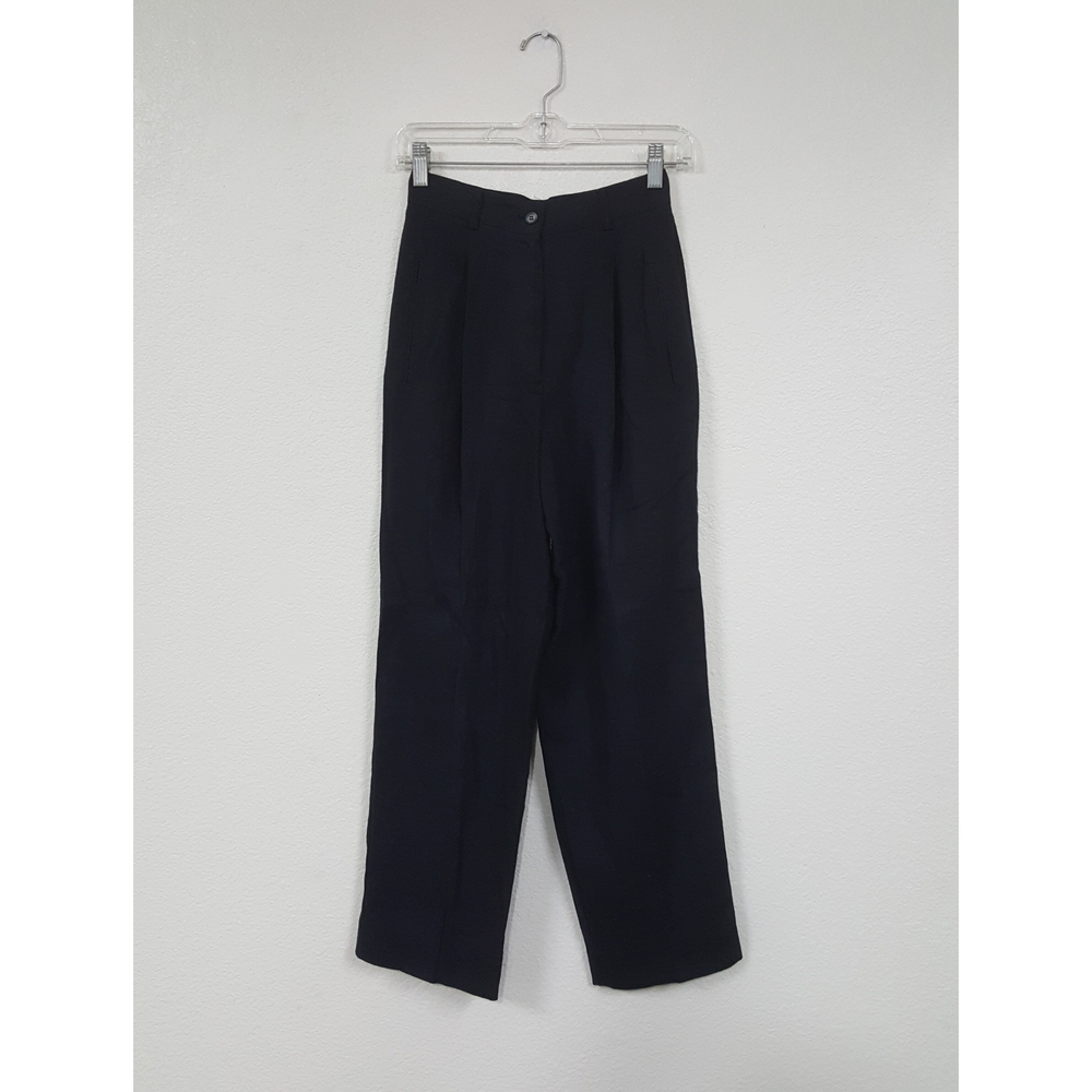 Moda Int'l Sz 2 Rayon Linen Navy Blue Slacks